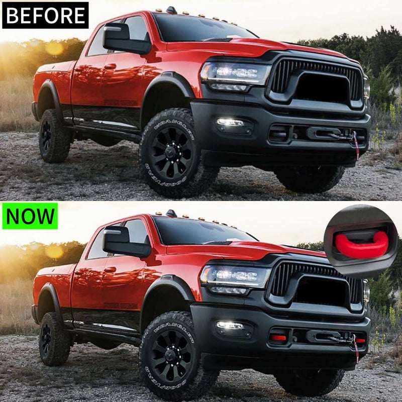 Yinnianets Custom Tow Hook Covers Fits for 2019-2025 RAM 2500/3500,Tow Hitch Cover Car Tow Hooks Compatible with Dodge RAM 2500 and RAM 3500 Accessories 2019-2025 (Red) - Image 3